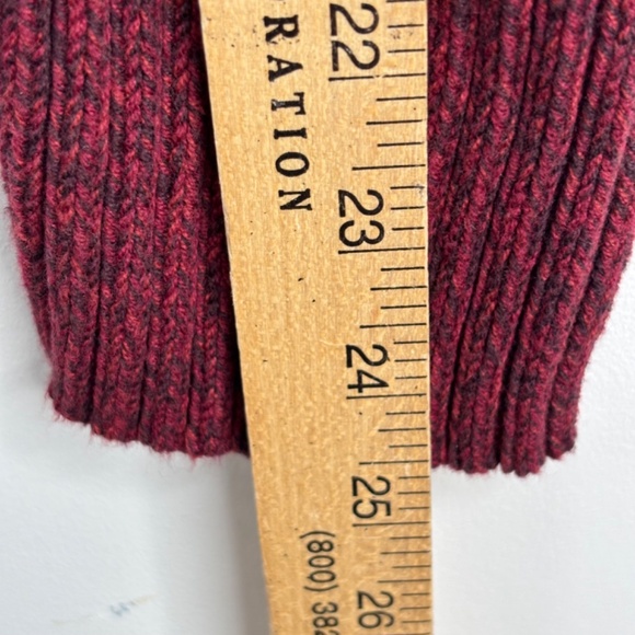 VTG Eddie Bauer Turtleneck Sweater L Ribbed Knit Chunky Burgundy Christmas Ski - Picture 7 of 8